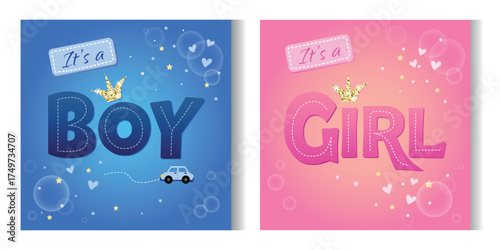 Gender reveal party background. Boy or girl reveal party. gender party. Baby's gender reveal party celebration. Vector Illustration design for Poster, Banner, Invitation Card. blue and pink color.
