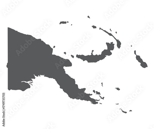 Papua New Guinea map. Map of Papua New Guinea in grey color