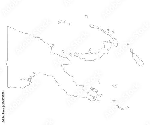 Papua New Guinea map. Map of Papua New Guinea in white color