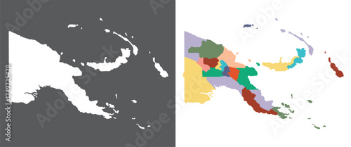 Papua New Guinea map set. Map of Papua New Guinea in set with multicolor
