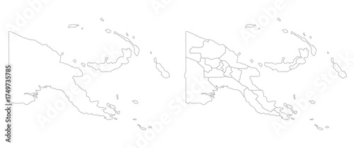 Papua New Guinea map set. Map of Papua New Guinea in set with white color