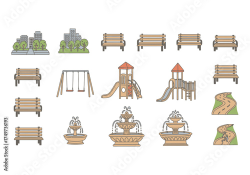 Park and Playground Vector Set