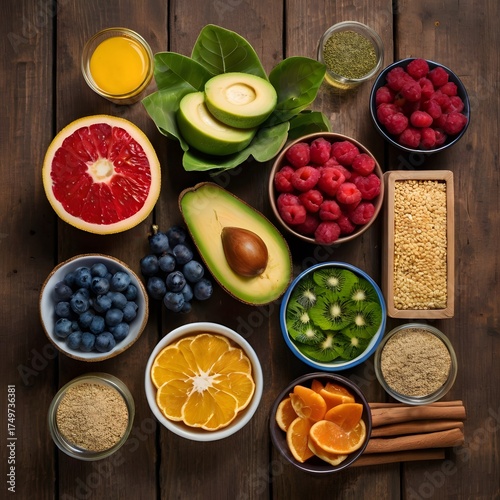 set of different fruits