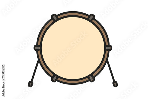 Stylized bass drum viewed from top angle with support stand