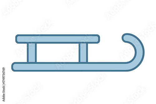 Minimalist blue sled icon for winter sports and snow recreation activities