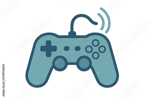 Wireless game controller icon with radiating signal waves
