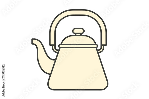 Outline drawing of a traditional stovetop kettle with handle