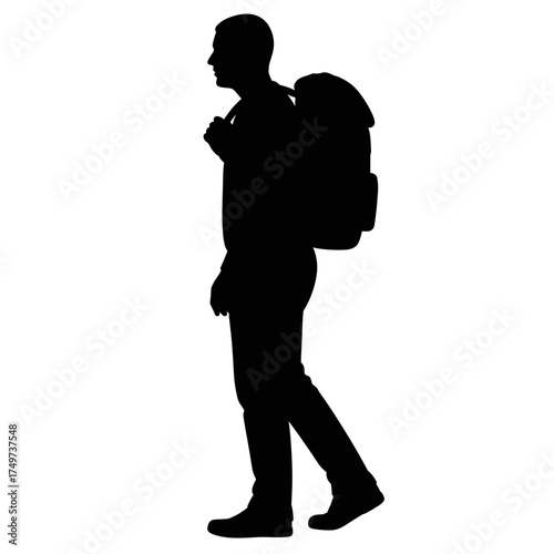 Man walking with backpack silhouette representing International Men's Day  
