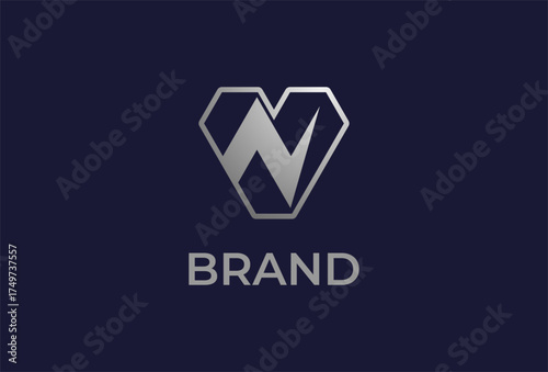 Letter V Thunder Bolt Logo, Letter V with Thunder Bolt combination, vector illustration