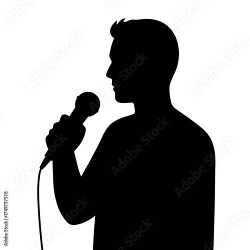 Man holding microphone in silhouette during performance for International Men's Day  
