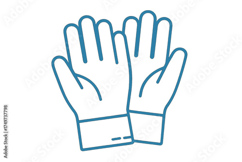 Outline icon design of protective work gloves pair