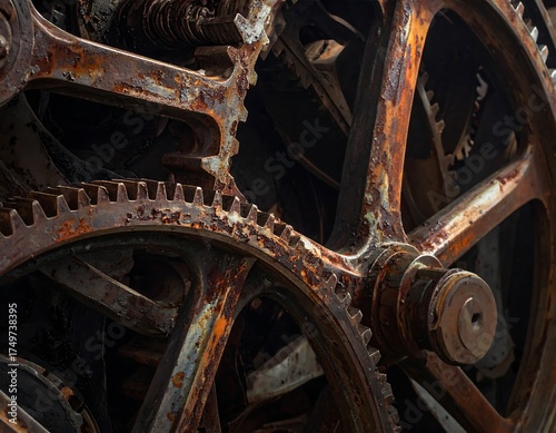 Rusty Industrial Gears Close Up.