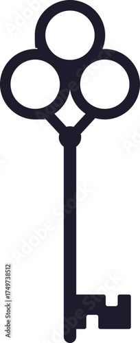 Vintage skeleton key silhouette finding solution unlocking access