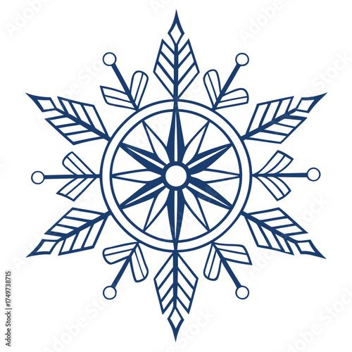 Compass rose snowflake vector illustration