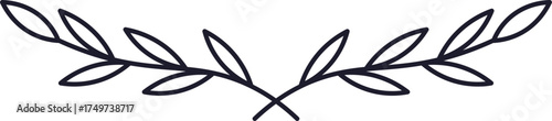 Olive branch wreath line art minimal vector icon