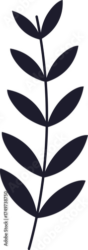Minimalist branch with leaves drawing abstract nature