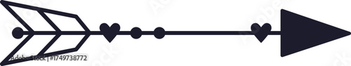 Arrow with hearts and points symbolizing love