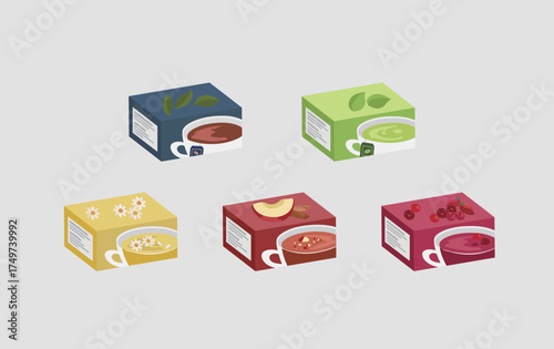 Natural Herbal and Fruit Tea Bag Designs – Black Tea, Green Tea, Chamomile, Apple Cinnamon, Berry Blends