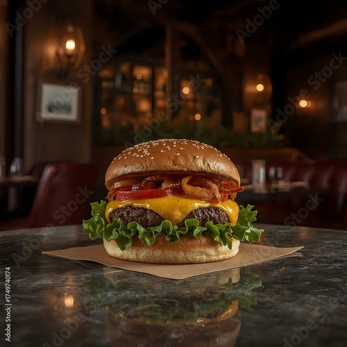 hamburger with french fries