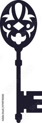 Ornate antique key unlocking secret mystery access concept