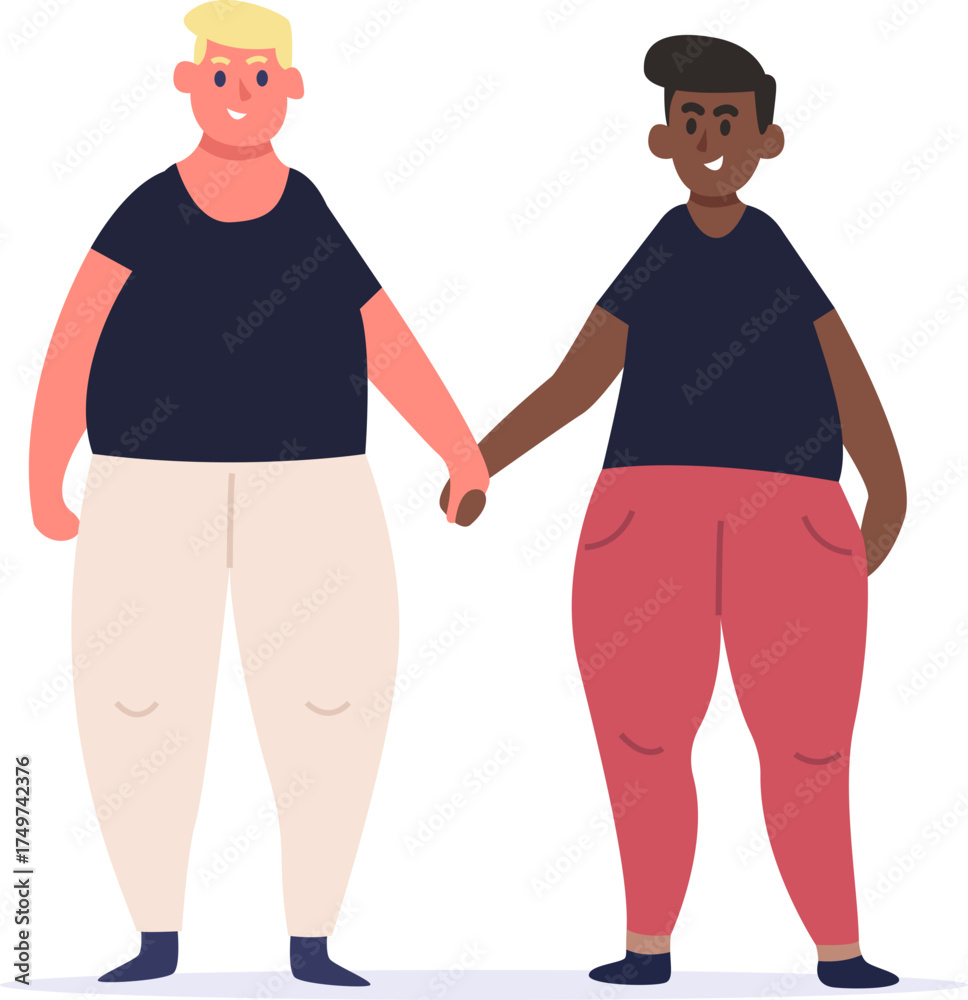 Obraz premium Gay couple men holding hands showing love together