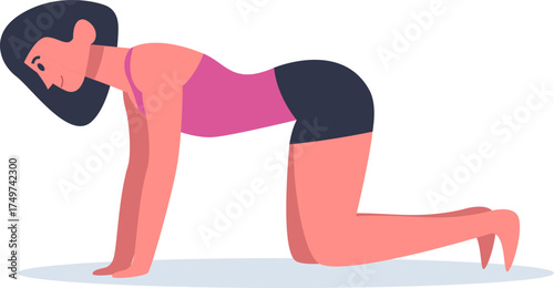 Woman doing yoga tabletop pose stretching exercise