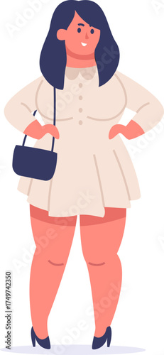 Plus size woman standing with body positivity