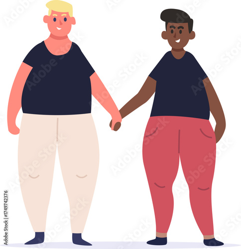 Gay couple men holding hands showing love together