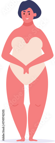 Woman celebrating body positivity and self acceptance illustration