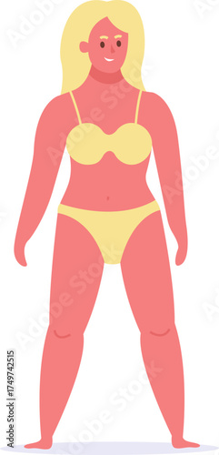 Woman getting sunburn damage on her skin