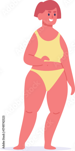 Smiling curvy woman embracing body positivity illustration