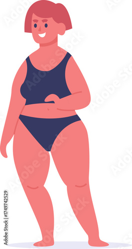 Plus size woman embracing body positivity illustration