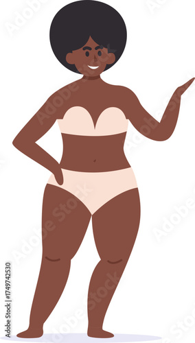 African American plus size woman showing body positivity
