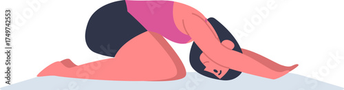 Woman doing child's pose yoga balancing relaxation