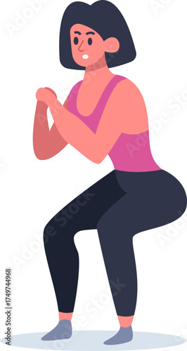 Woman doing squat exercise for fitness and health