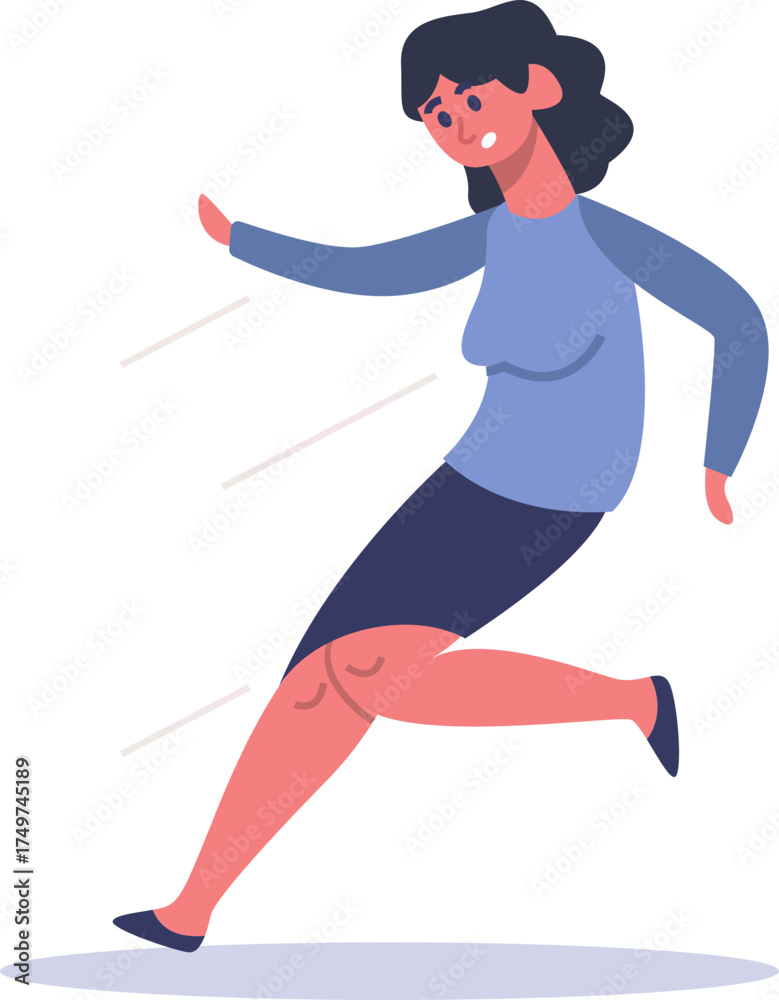 Obraz premium Woman running fast feeling worried and panicked