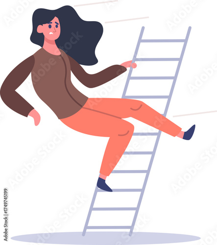 Woman falling from a ladder illustrating workplace accident risk