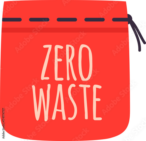 Red zero waste drawstring bag illustration for sustainability