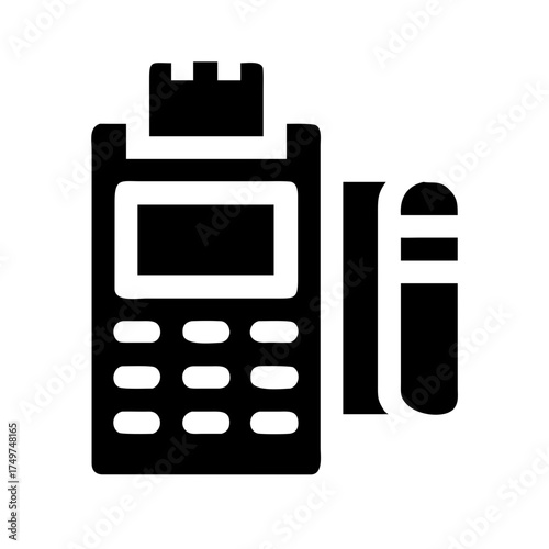 Black pos terminal icon for retail transactions