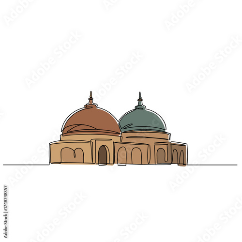 Twin domes in minimalist style with brown and green colors  