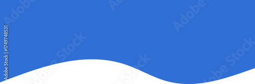 Header shape design for banner. Abstract wavy border. Blue bottom and divider. Curved modern footer and separator. Simple footer and headline for poster