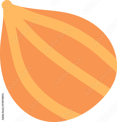 Onion vegetable icon with stripes, clean flat design