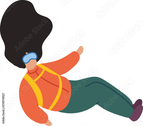 Woman freefalling during skydiving extreme sport illustration