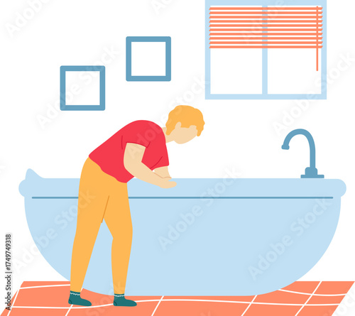 Person washing hands in bathroom sink for hygiene