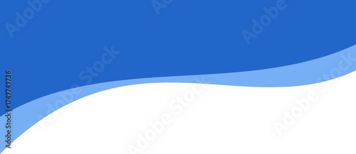 Abstract header shape. Wavy border element. Blue top form for banner. Modern divider and footer. Curved separator and headline section for poster and website