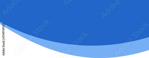 Abstract header shape. Wavy border element. Blue top form for banner. Modern divider and footer. Curved separator and headline section for poster and website