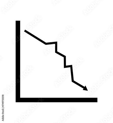 Dramatic downward trend graph showing decline, symbolizing market crash or economic recession, a stark visual metaphor for loss and financial risk