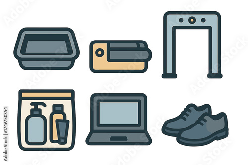 Collection of items for airport security baggage screening process