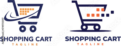 Shopping cart silhouette icon set in black featuring four styles from open-frame to filled grid, ideal for e-commerce, retail, and app UI design

