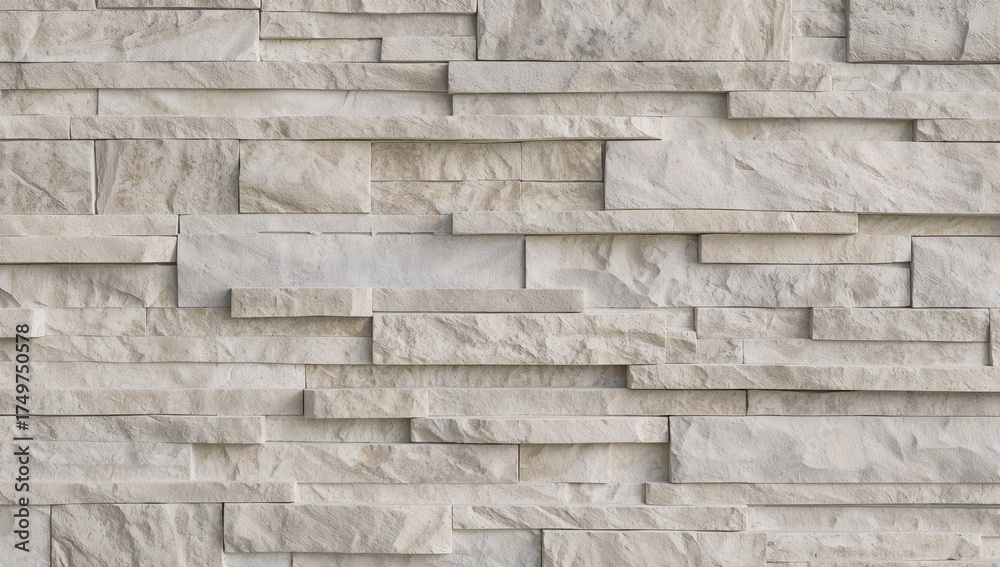 Fototapeta premium Fragmented Stone Facade, Subtle Shades of Beige and Grey, Layered Textures.